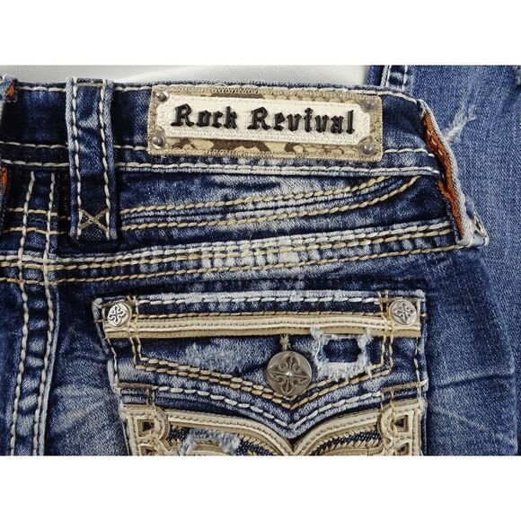 Rock Revival Freesia Skinny Women Distressed Jean Size 26 - Picture 4 of 11